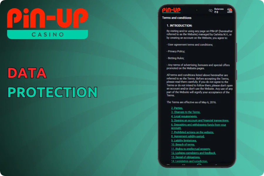 Data protection in the Pin Up casino app
