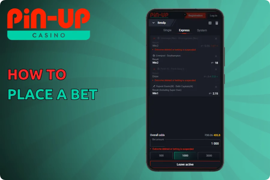 Pin-Up How to Place a Bet on our app