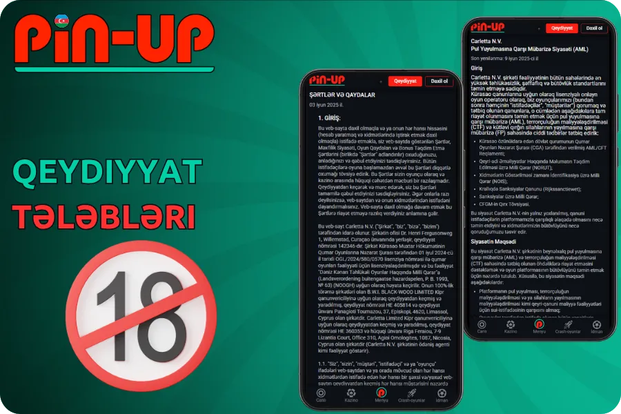 Qeydiyyat tələbləri Pin UP