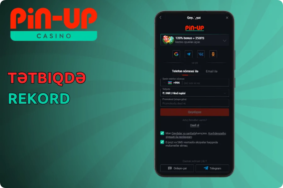 Pin Up casino APK tətbiqində qeydiyyat addım-addım təlimatları